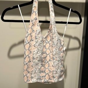 NWT Snake Skin Cropped Halter Top